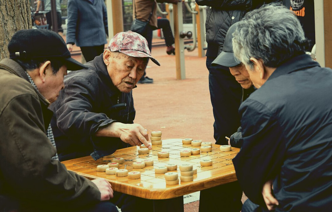 seniors playing board games