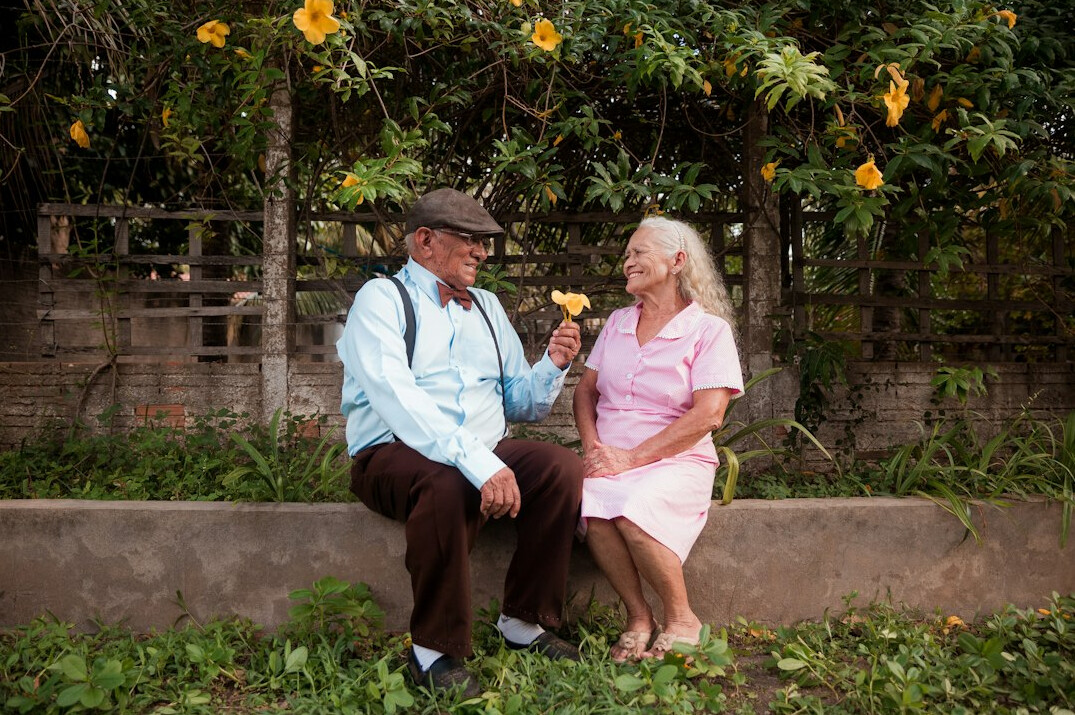 seniors gardening together