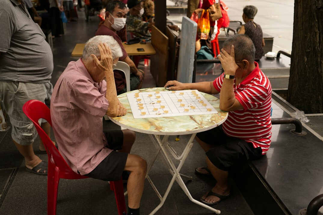seniors playing board games