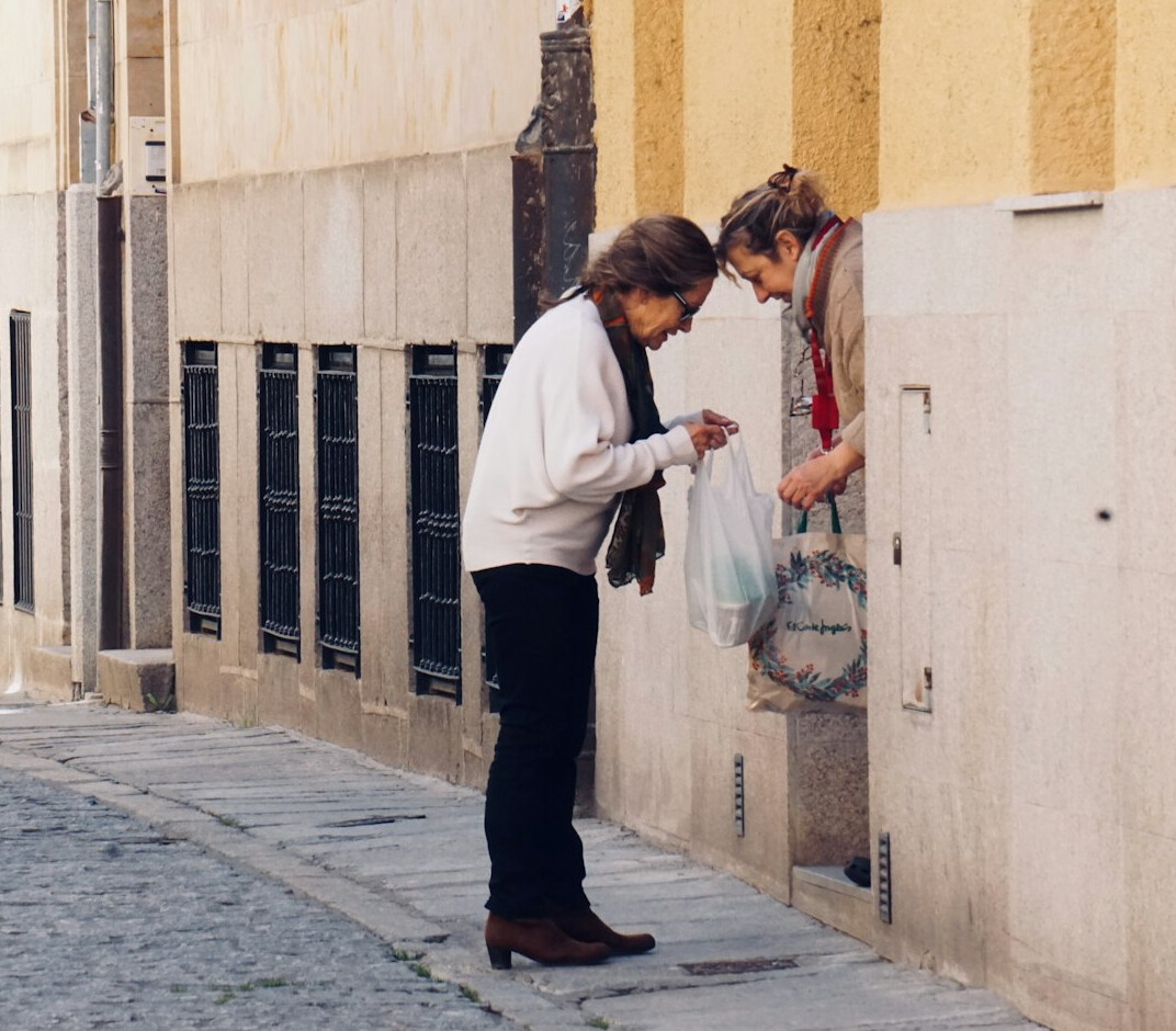 senior woman with neighbor